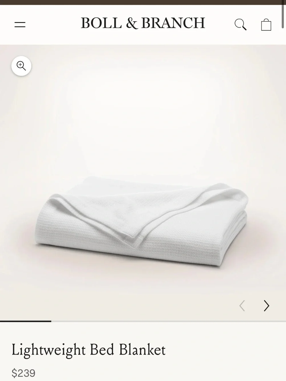 Boll & Branch Lightweight White Bed Blanket King